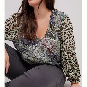 Anthropologie Blank London Sibley Safari Leopard Print Top Size Large